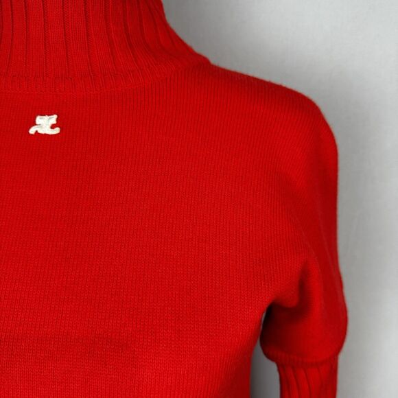 Courrèges Paris Red Merino Wool Blend Sweater Large Classic Turtleneck - Picture 3 of 15